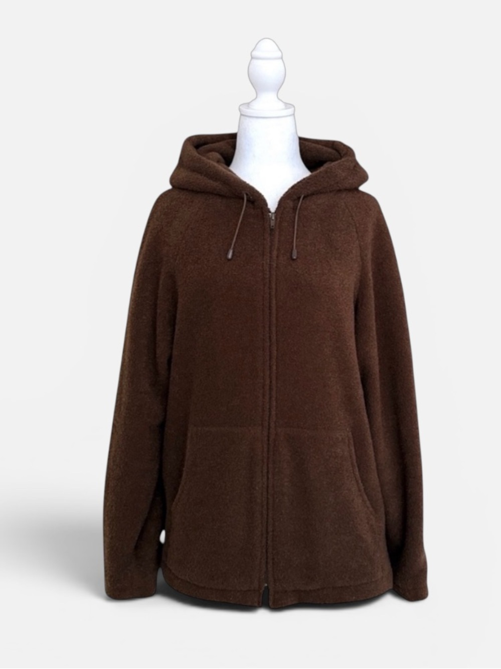 Sandro Paris Teddy Sherpa Hooded Fuzzy Boucle Fleece Jacket Brown Womens Large